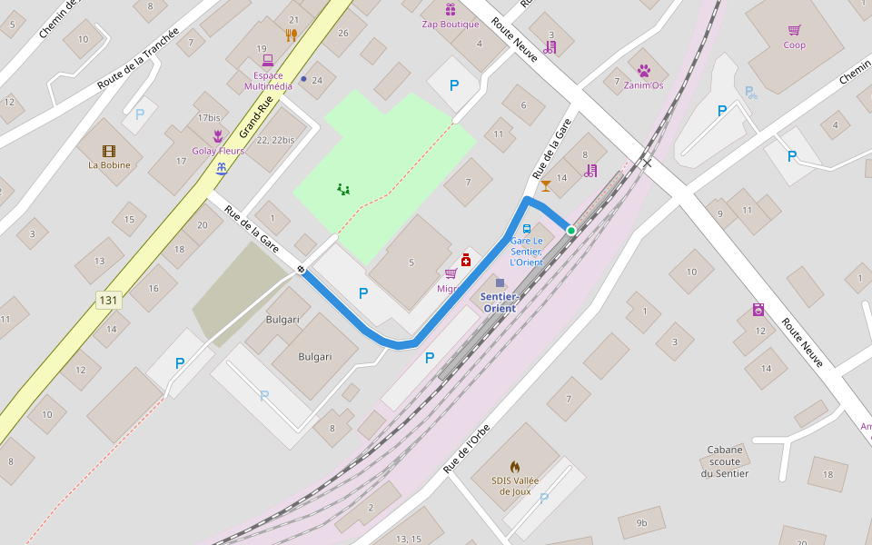 Le Sentier gare - fixme walking route map in Le Chenit