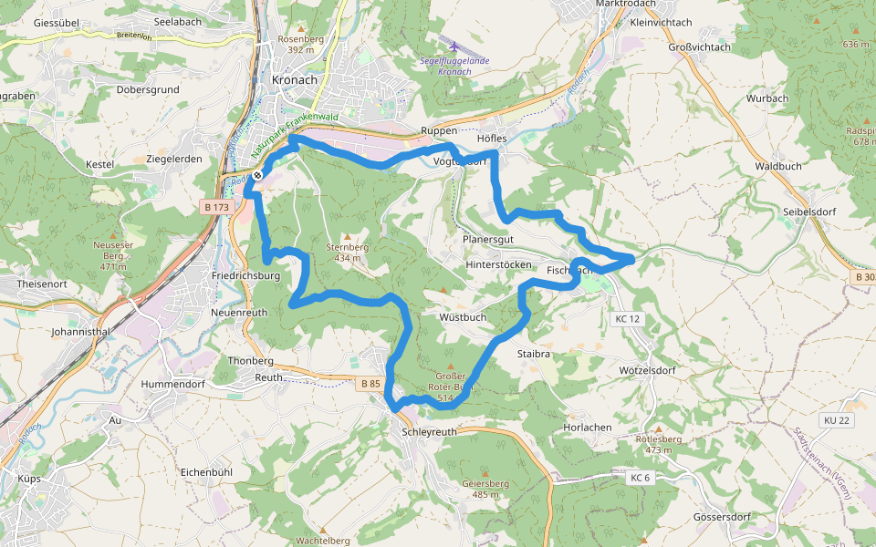 Kaltbucher Weg KC 12 walking route map in Kronach
