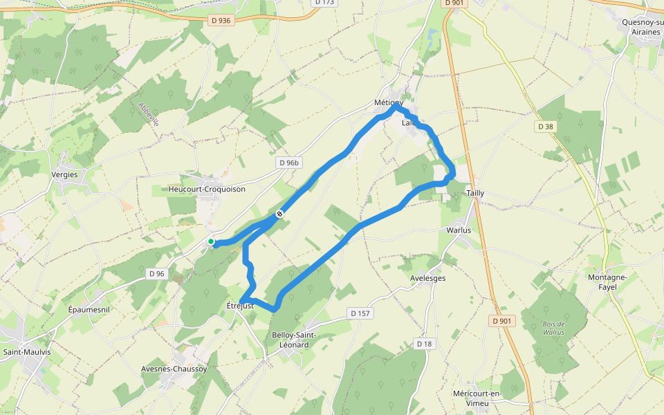 L'Arbre à Mouches walking route map in Heucourt-Croquoison