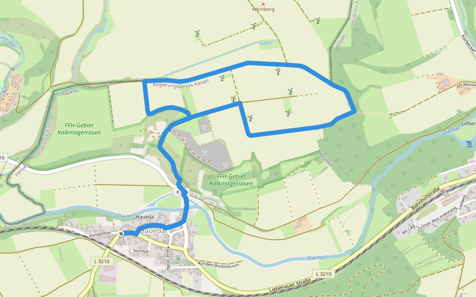 Haueda - H4 walking route map in Liebenau