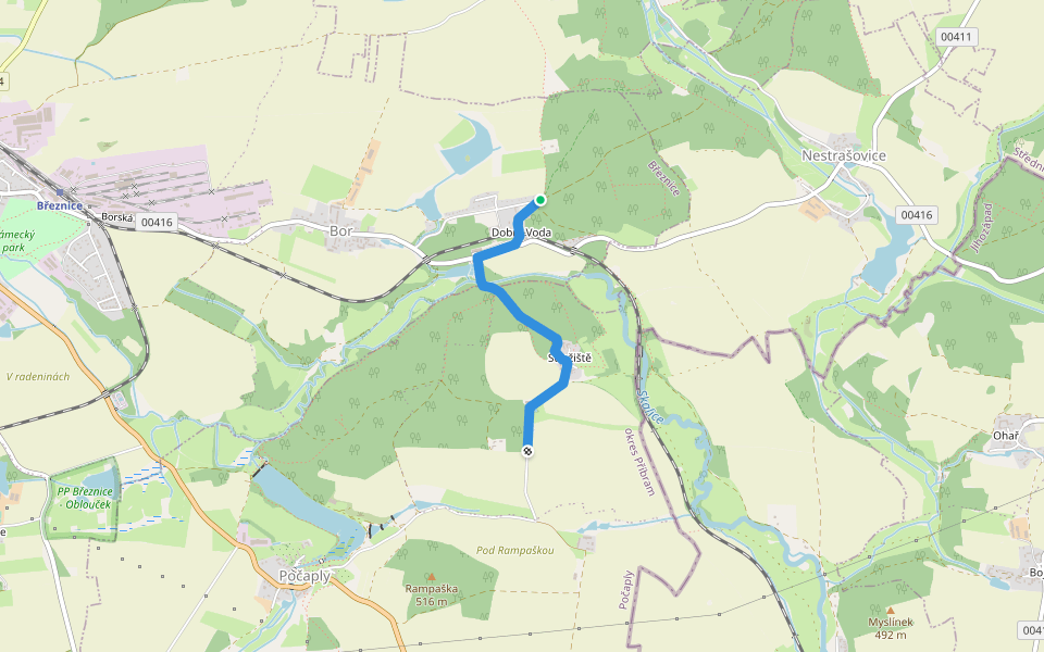 [Ž] Na Drahách - Dobrá Voda walking route map in Březnice