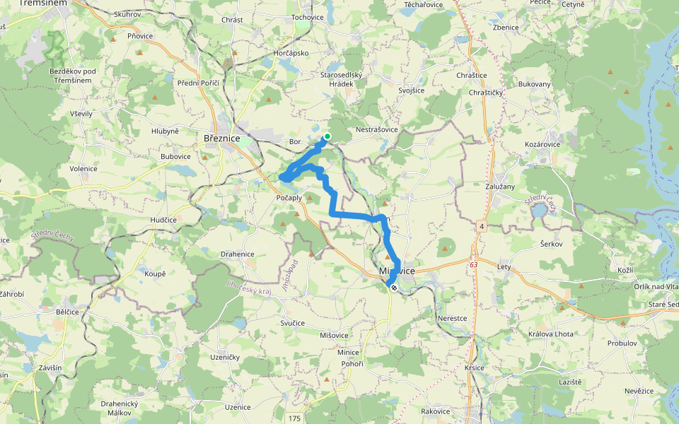 [M] Mirovice - Dobrá Voda walking route map in Březnice