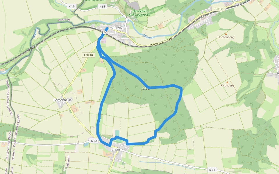 Haueda - H2 walking route map in Liebenau