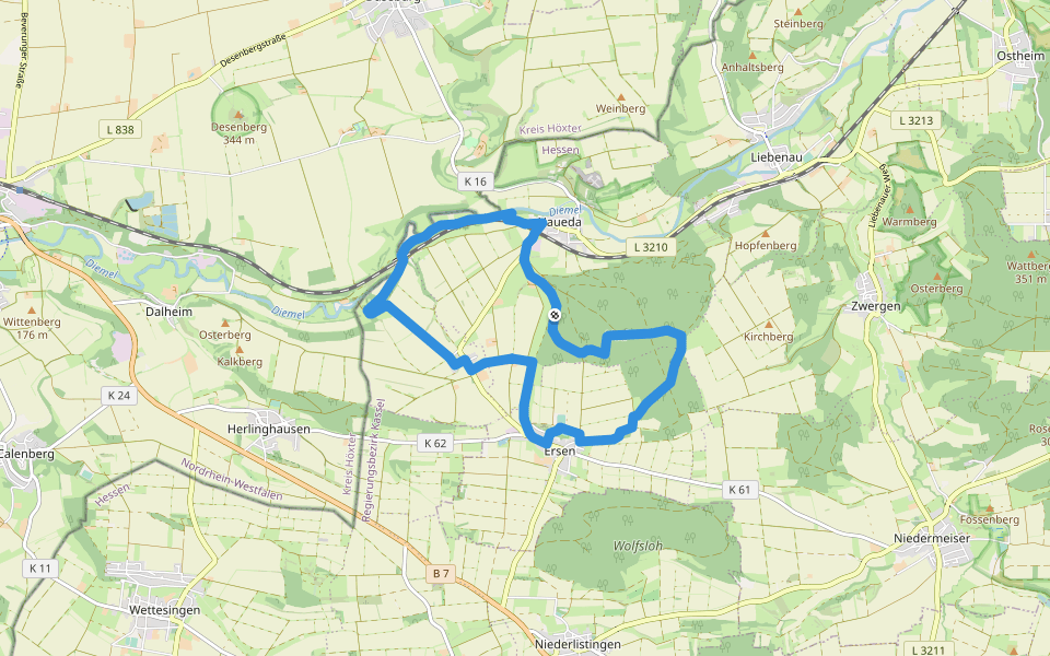 Haueda - H3 walking route map in Liebenau
