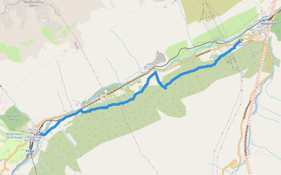 Kräuterlehrpfad Hospental-Realp walking route map in Hospental