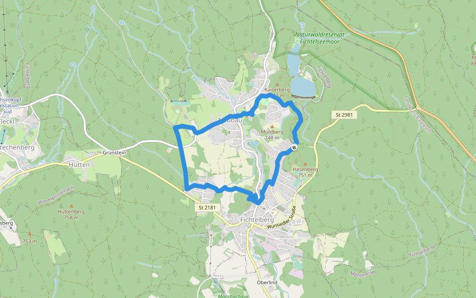 Fichtelberger Bergamtsweg walking route map in Fichtelberg