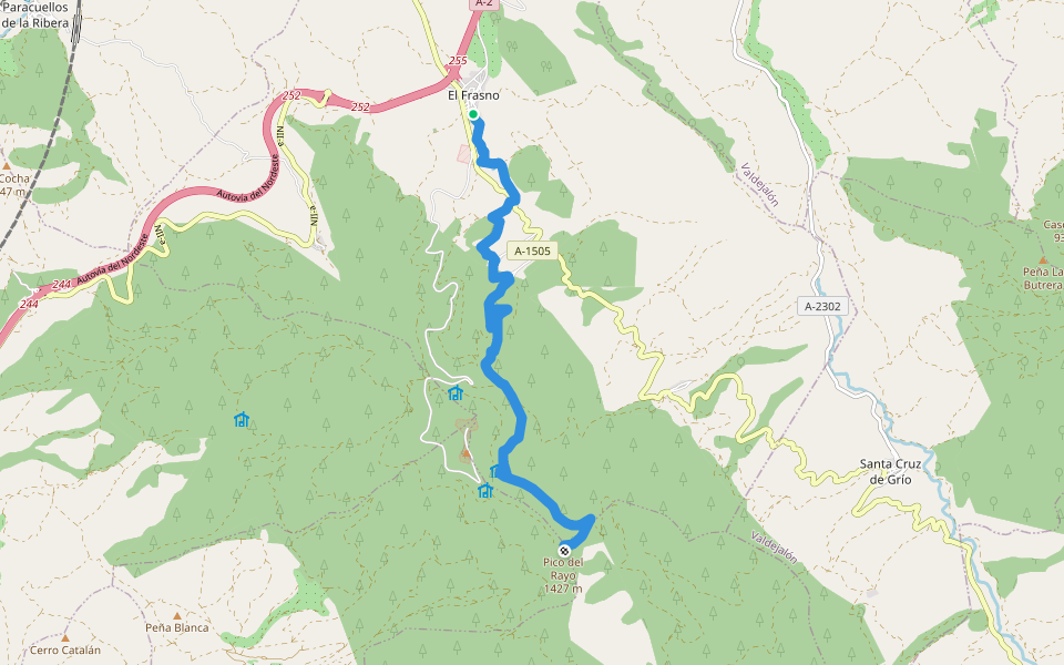SL Z 36: Subida al pico del Rayo walking route map in El Frasno
