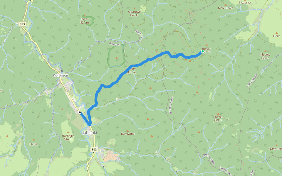 Jabłonki (Pomnik Karola Świerczewskiego) - Berdo walking route map in Radziejowa