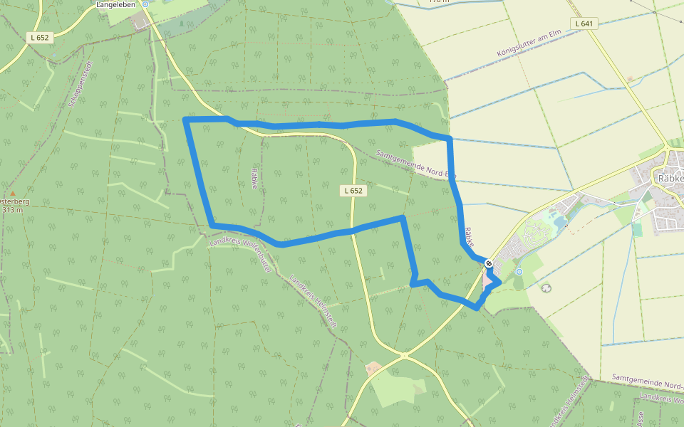 Elm Rundwanderweg 12 walking route map in Räbke