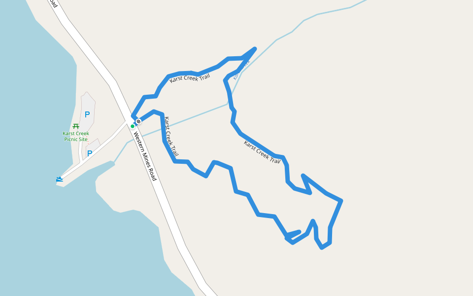 Karst Creek Trail walking route map in Campbell River