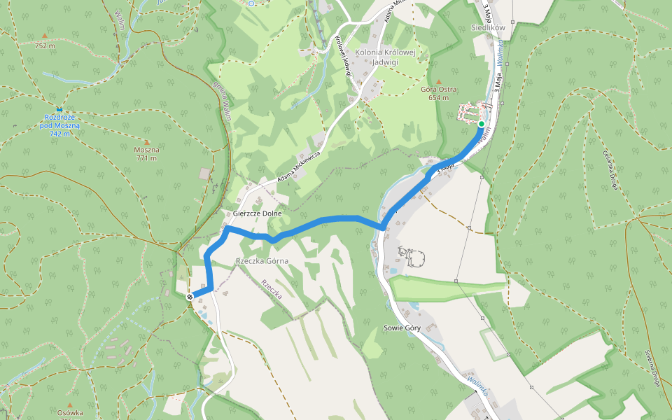 Rzeczka - Grządki walking route map in Rzeczka