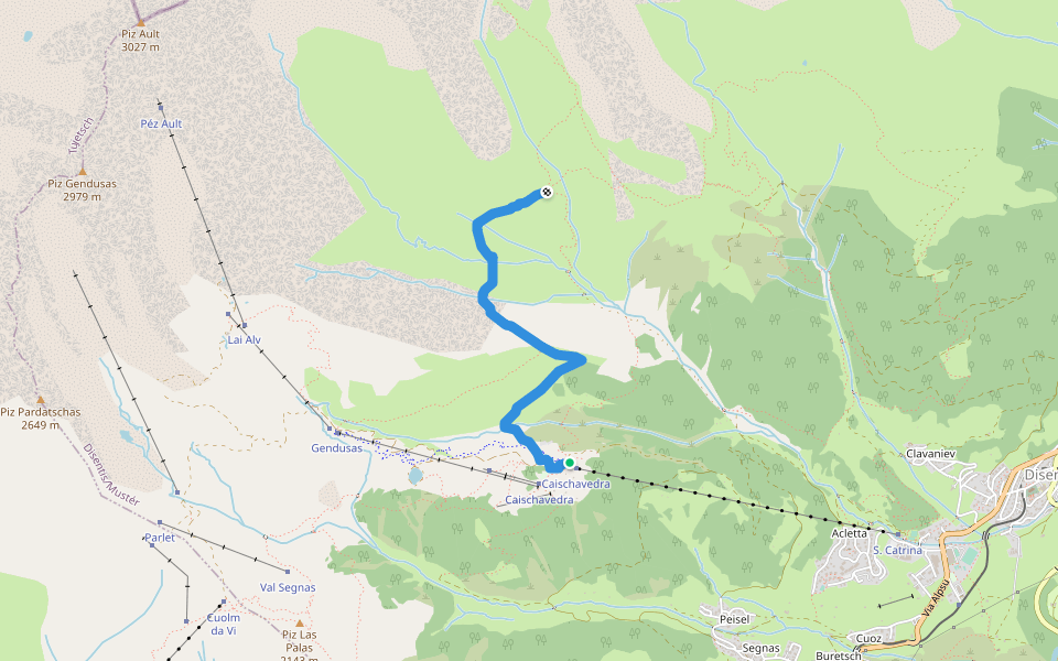 Caischavedra - Lag Serein walking route map in Segnas