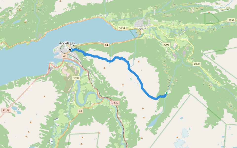 Romsdalseggen familieversjon walking route map in Dalsbygda