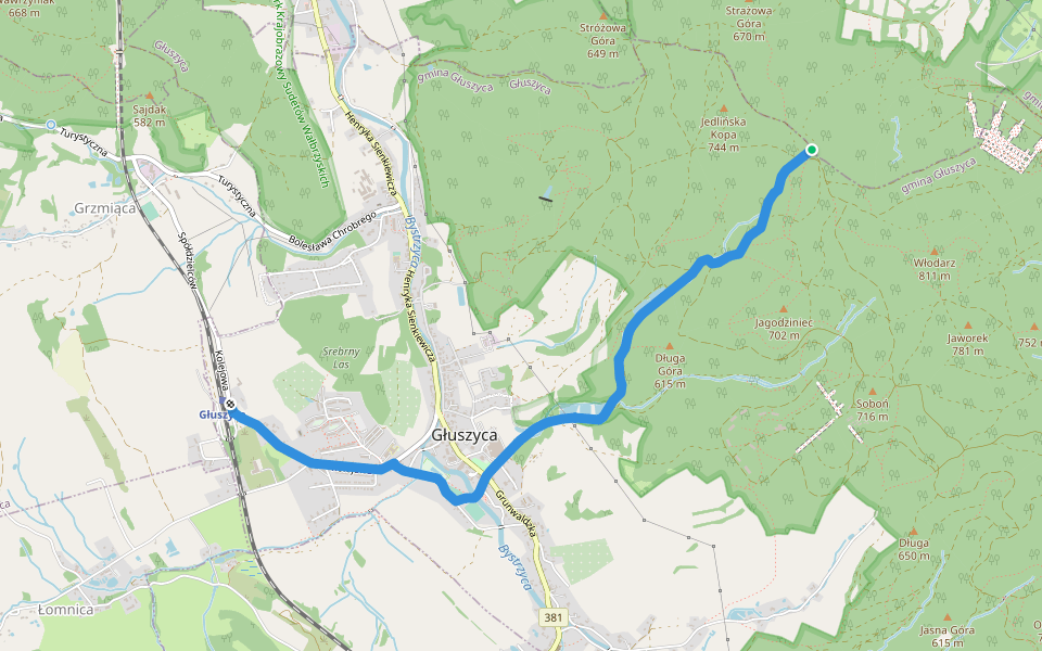 Przełęcz Marcowa - Głuszyca walking route map in Głuszyca