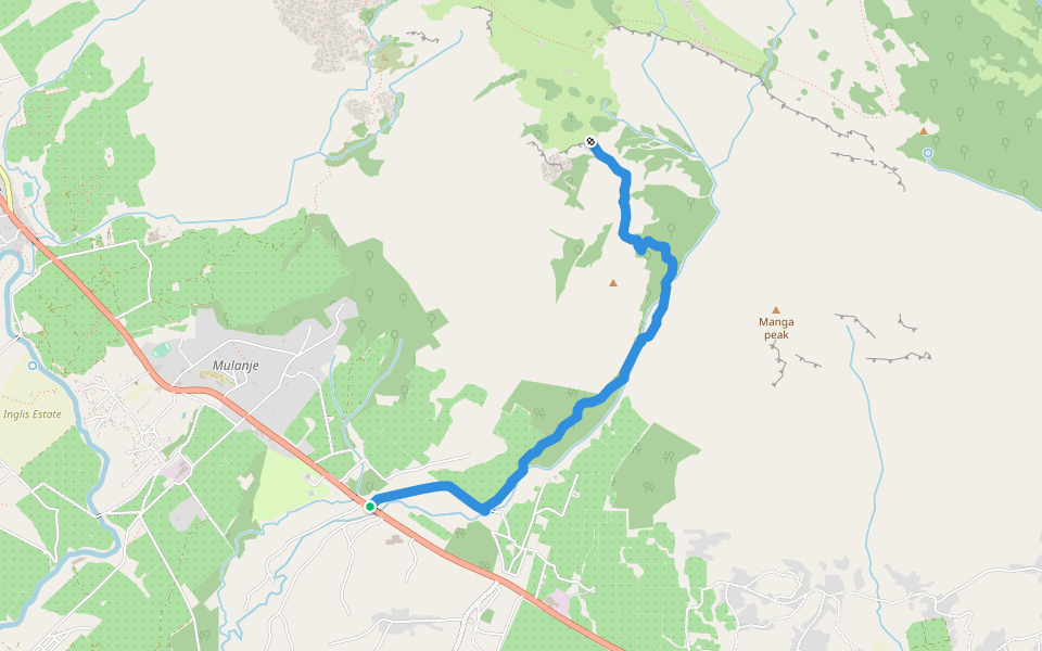 Crater Path walking route map in Mulanje