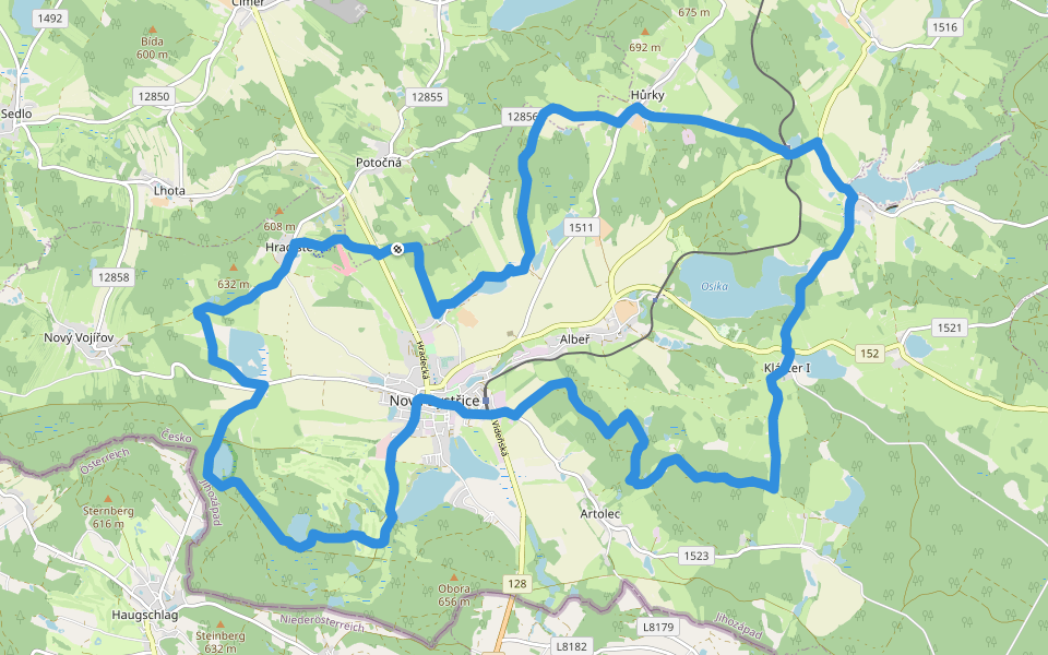 Graselova stezka (G) Nová Bystřice walking route map in Nová Bystřice