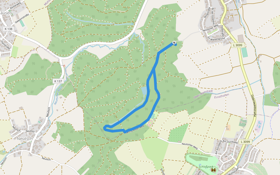 Parkplatzrundweg 5: Jugendlagerweg walking route map in Ober-Ramstadt