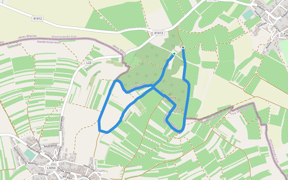 Barfussweg walking route map in Valtice