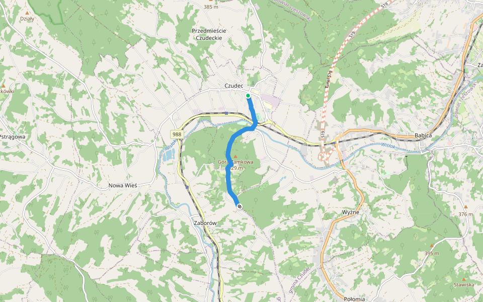 Szlak Czarny Czudec walking route map in Czudec