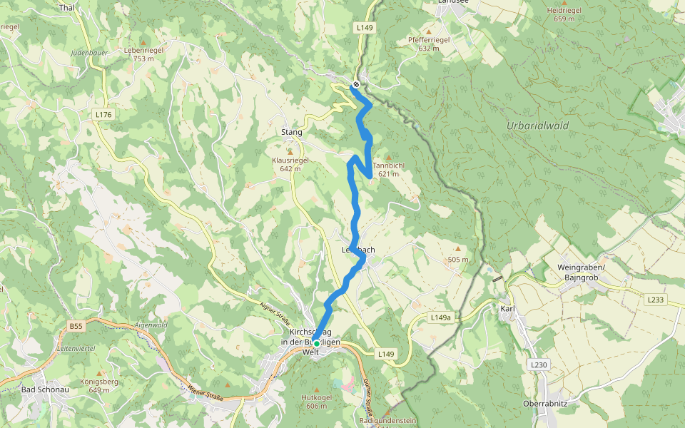 Mitterbacherweg (Kirchschlag - Blumau) walking route map in Kirchschlag in der Buckligen Welt