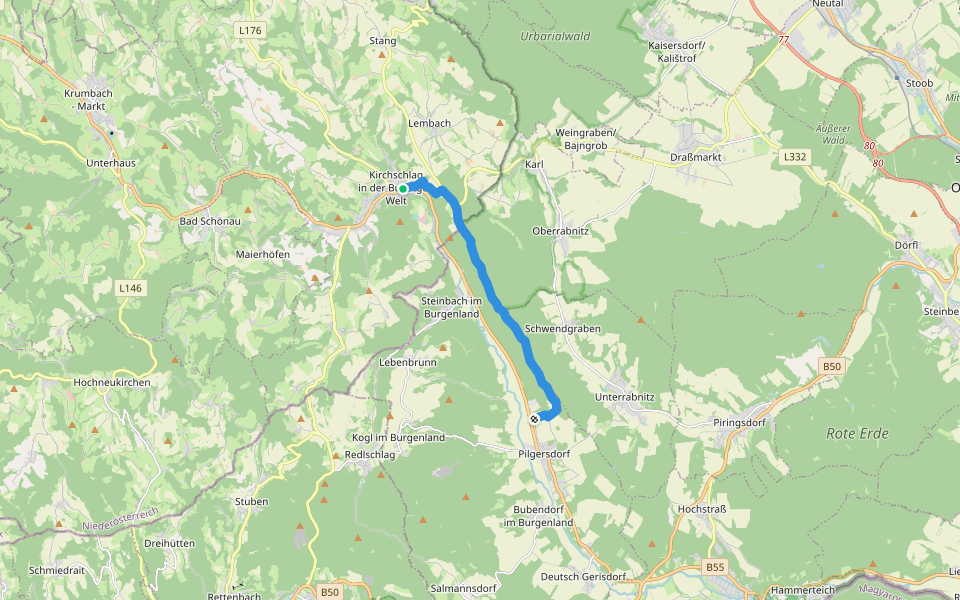 Römerweg walking route map in Kirchschlag in der Buckligen Welt