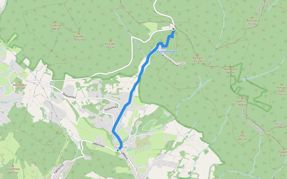Jugów - Schronisko PTTK Zygmuntówka walking route map in Jugów