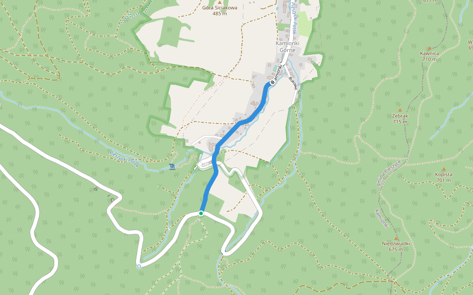 Rozdroże nad Kamionkami - Kamionki Górne walking route map in Pieszyce