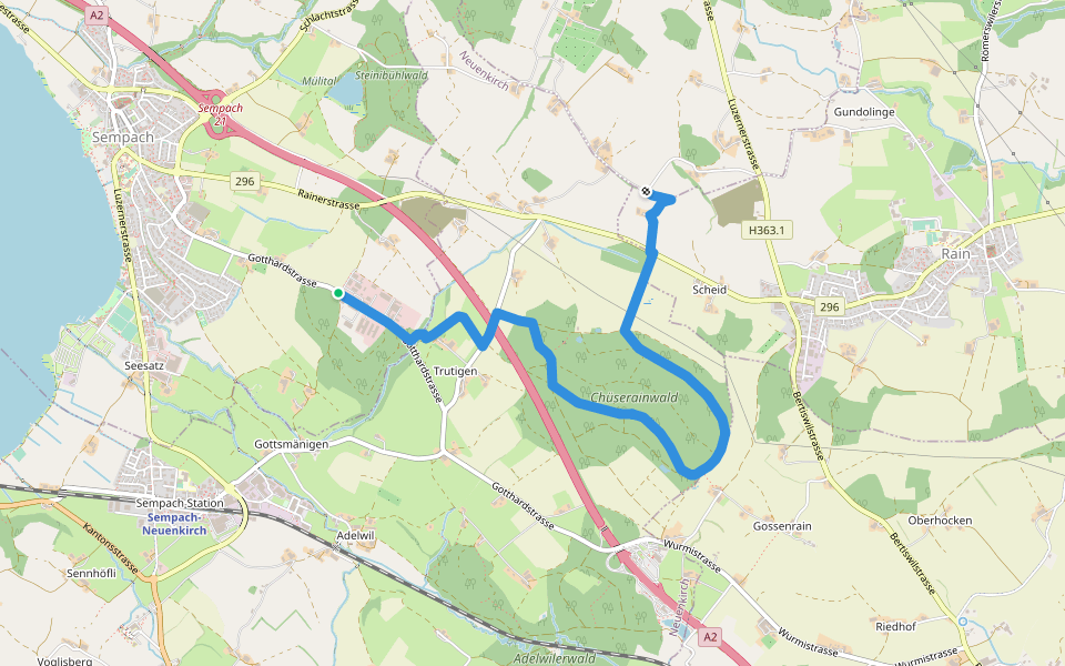 Allment - Sonnhalde walking route map in Sempach
