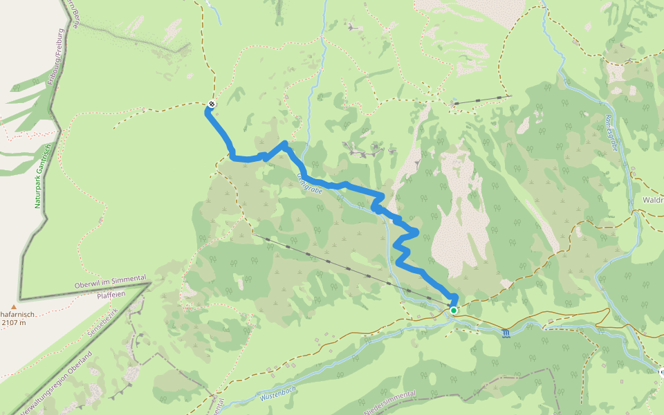 Buufal - Vorder Richisalp walking route map in Oberwil im Simmental