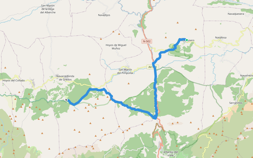 [GR 10] De Valencia a Lisboa (Etapa 33) walking route map in Hoyocasero