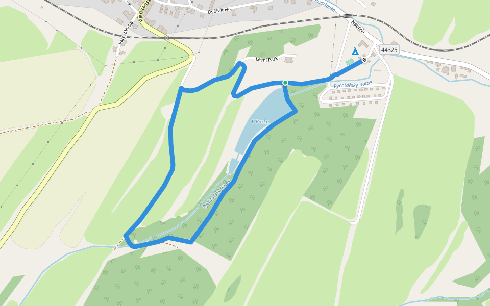 Procházka parkem za ATC Budišov walking route map in Budišov nad Budišovkou