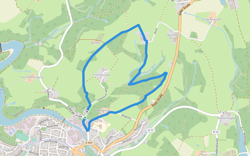 Rundweg A2 (Hückeswagen) walking route map in Hückeswagen