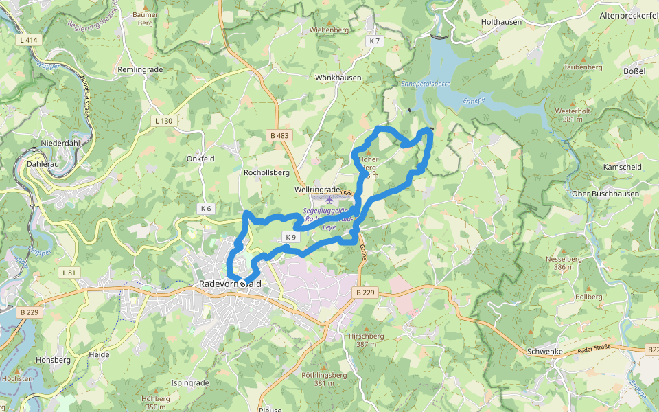 Neuenhof Rundweg A3 walking route map in Radevormwald