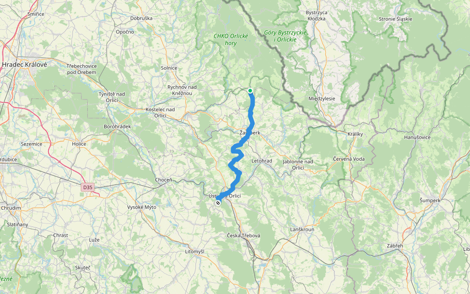 [Ž] Rokytnice v Orl. h - Žampach walking route map in Rokytnice v Orlických horách