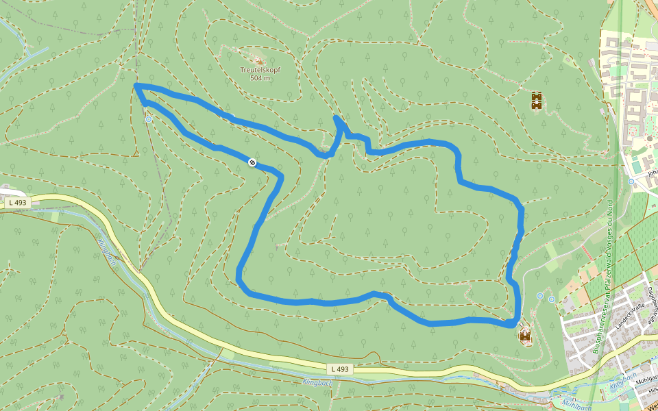 Quellenweg Klingenmünster walking route map in Klingenmünster