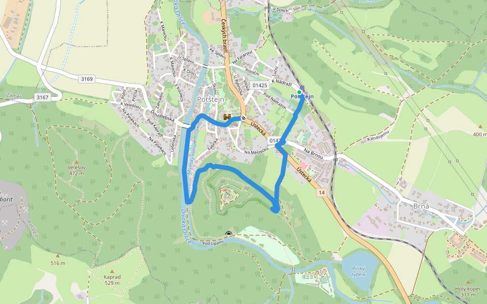 [M] Potštejn (žst.) - Potštejn walking route map in Potštejn