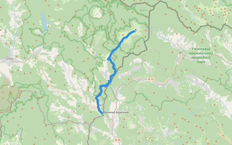 Východokarpatská magistrála walking route map in Ubľa