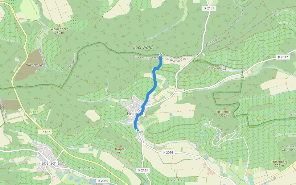 Roter Punkt, Heuchelberg - Neipperg - Hörnle walking route map in Brackenheim