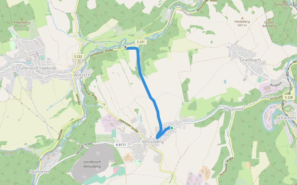 Ww Grießbach - Anschluss an Willischthalweg walking route map in Drebach