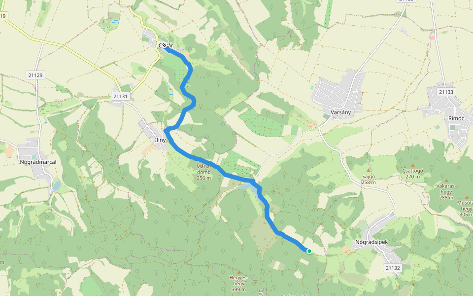 K■ (Csitár) walking route map in Nógrádsipek