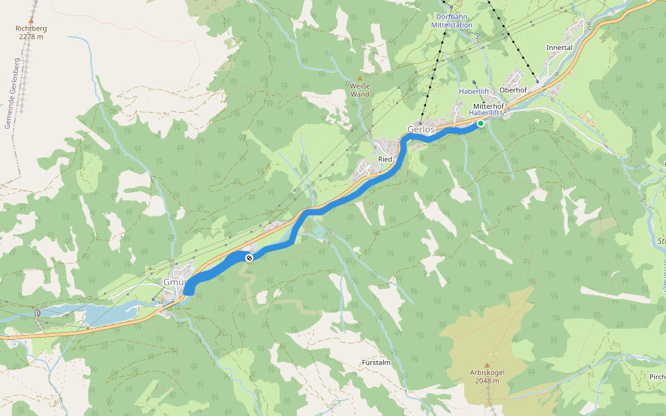 Bachrunde walking route map in Gerlos