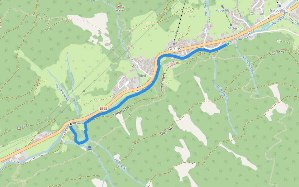 Fortsmeile walking route map in Gerlos