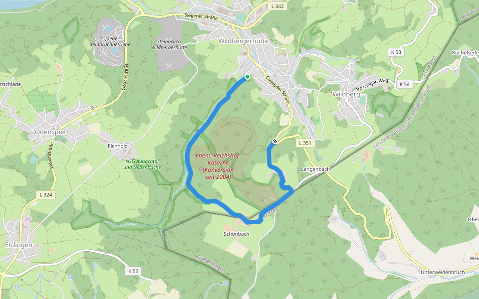 Wildbergerhütte Rundweg A1 walking route map in Reichshof