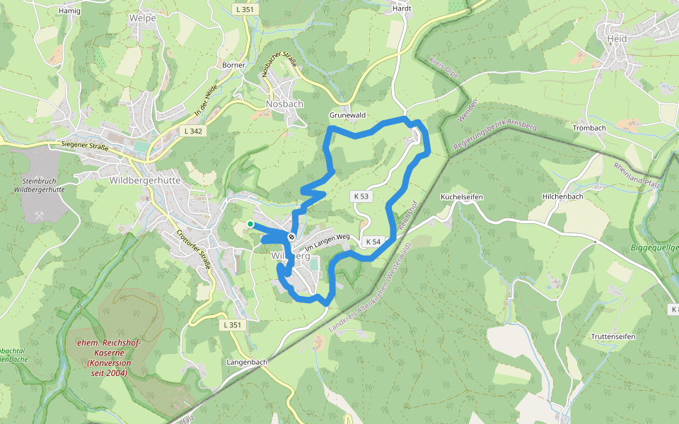 Wildberg Rundweg walking route map in Reichshof