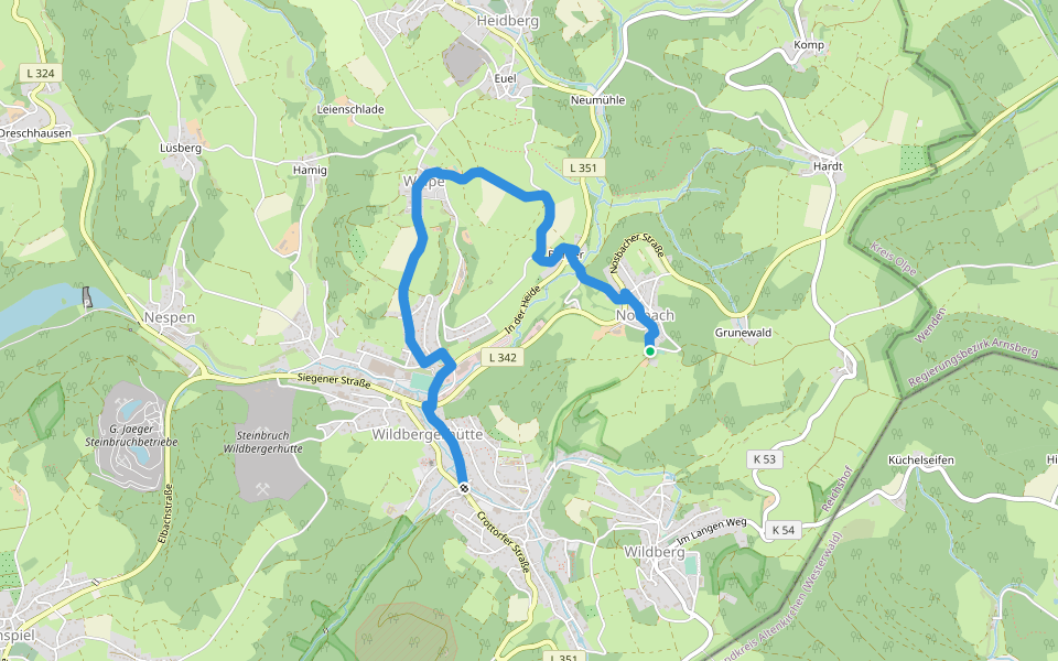 Wildbergerhütte Rundweg A3 walking route map in Reichshof