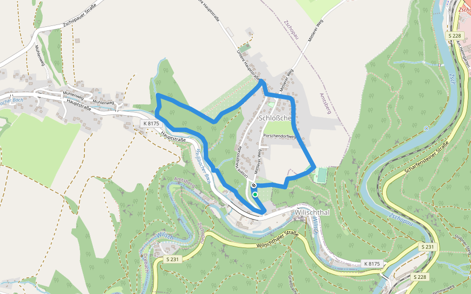 Ww Rundweg Schlösschen walking route map in Amtsberg