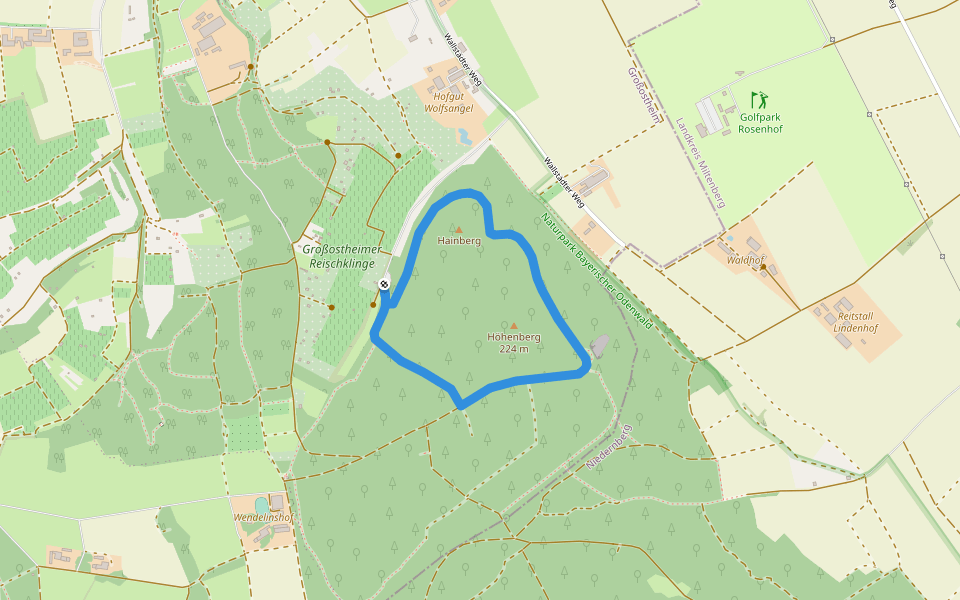 Rundwanderweg Großostheim Reischklinge 1: Mainblick-Weg walking route map in Großostheim
