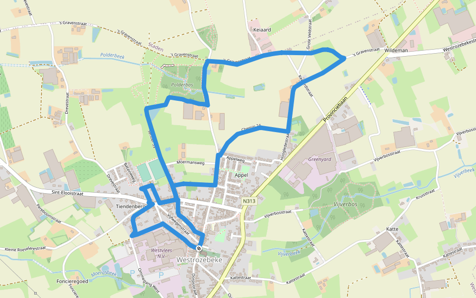 Arteveldewandelroute walking route map in Staden
