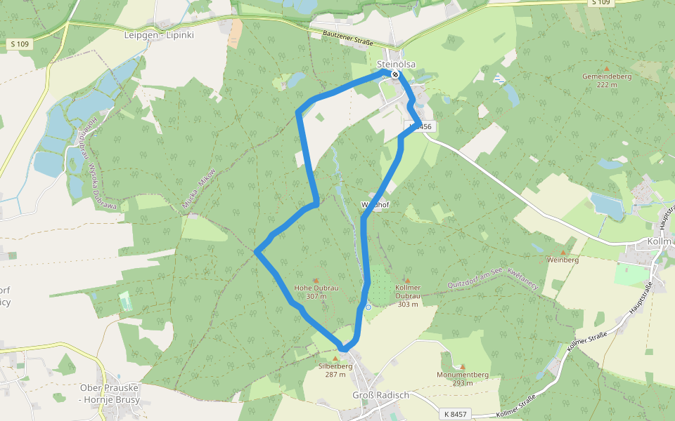 Rundweg Eichenhöhe walking route map in Quitzdorf am See