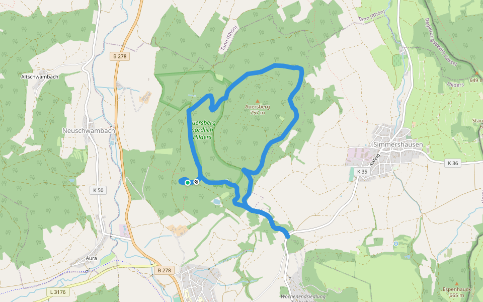 Hilders Rundwanderweg 6 walking route map in Hilders